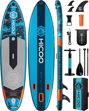 11'6''34"6" Extra Wide Inflatable Paddle Board, Stand Up Paddle Board, Sup Board with 3 Removable Fins, 10L Waterproof Bag, 16 D-Rings, Backpack, Hand Pump, Floating Paddle, Safety Leash