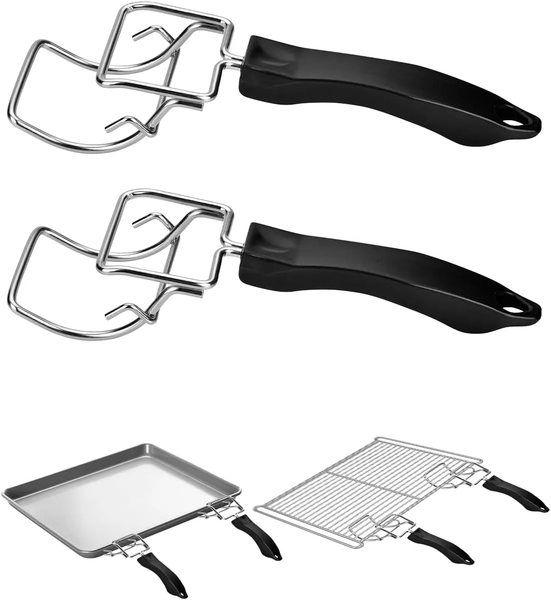 2 Pcs Air Fryer Convection Toaster Oven Tray Extractor,Oven Tray Handle, Oven Rack Pull Tool,Grills Clip, Oven Clip,Be suitable for Air Fryer, Toaster Oven,Used to Quickly Remove