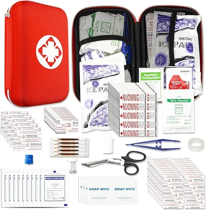 276Pcs First-Aid Kit Emergency-Kit Home-Car - First Aid Kits for Business Travel Essentials First Aid Bag Emergency Necessities for Boat Hiking Skating, Red YIDERBO