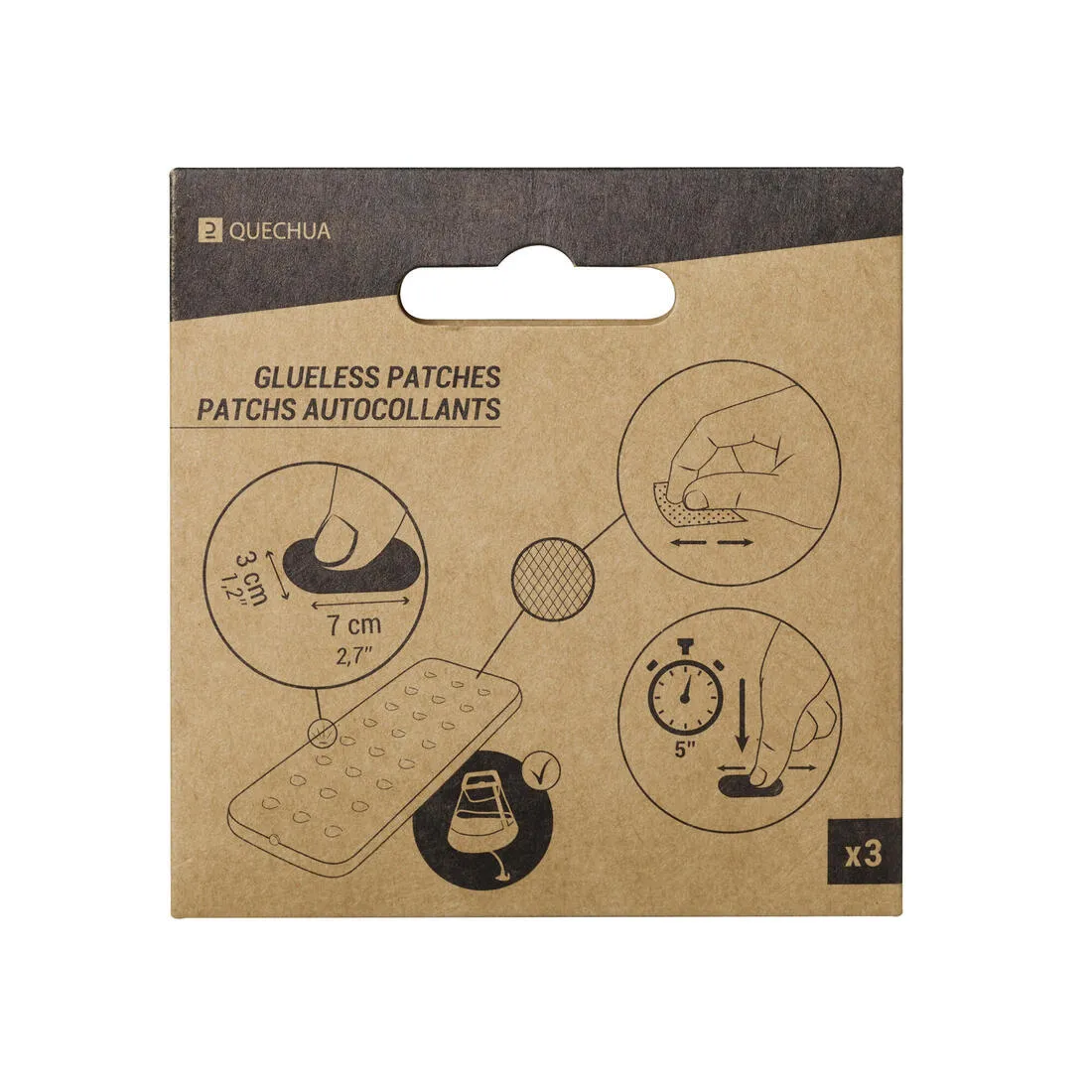 3 large adhesive patch kit - Inflatable mattress repair - 7cm x 3 cm