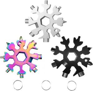 3 Pack Snowflake 18-in-1 Multi Tool, Stainless Steel Snowflake Bottle Opener/Wrench, Durable and Portable to Take