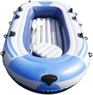 4 Person Inflatable Kayak, Inflatable Boat Set, Portable Folding Rubber Explorer Boat, Canoe Stable and Comfortable Fishing,Blue