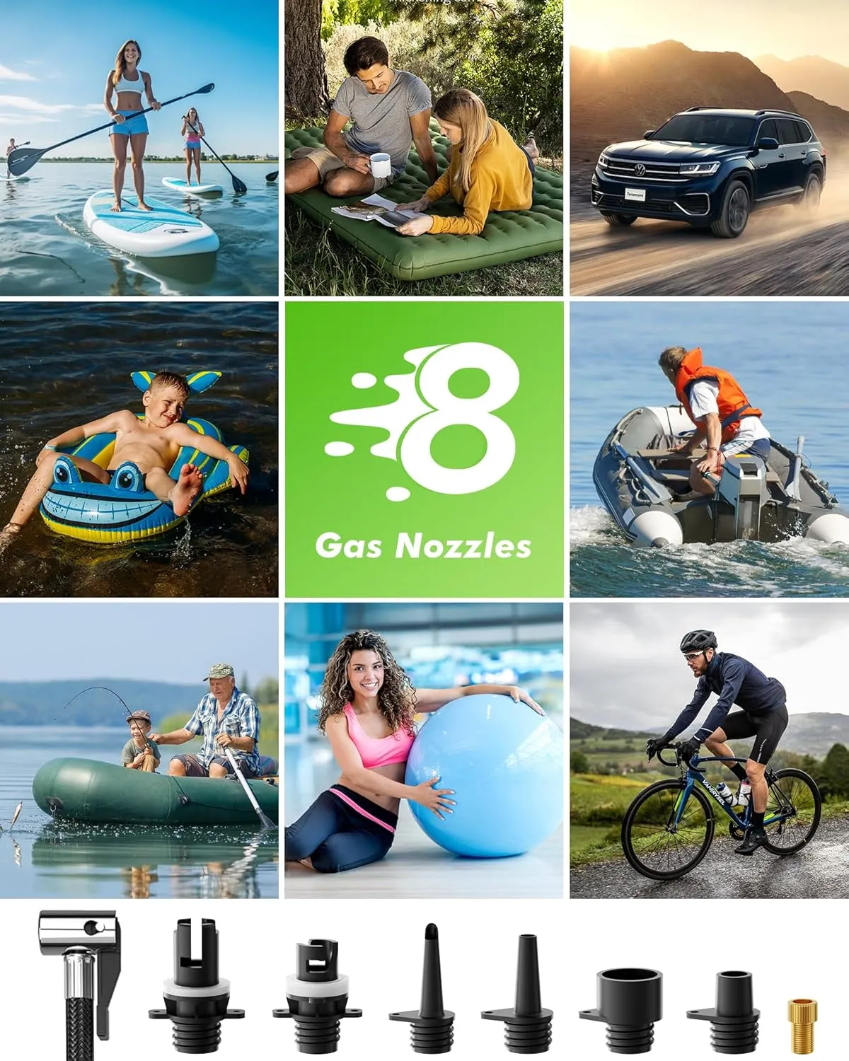 50PSI Paddle Board Pump Electric Portable, SUP Air Pump for Paddleboard with Auto-Off, Deflate Function, and 12V DC Car Connector for Stand Up Paddle Boards, Boats, Tents, Mattresses