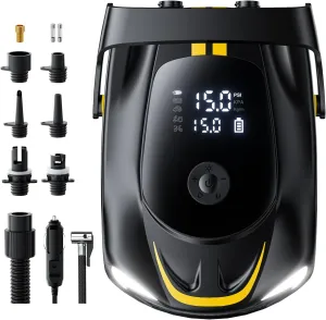 50PSI Paddle Board Pump Electric Portable, SUP Air Pump for Paddleboard with Auto-Off, Deflate Function, and 12V DC Car Connector for Stand Up Paddle Boards, Boats, Tents, Mattresses
