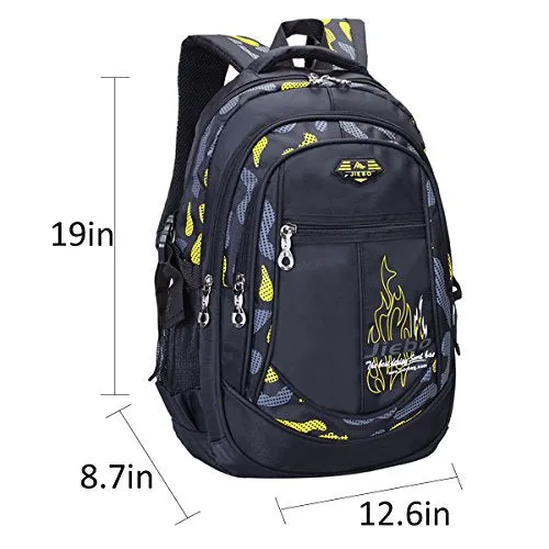 ABage School Backpack Waterproof Book Bag Travel Bookbag for and, Yellow
