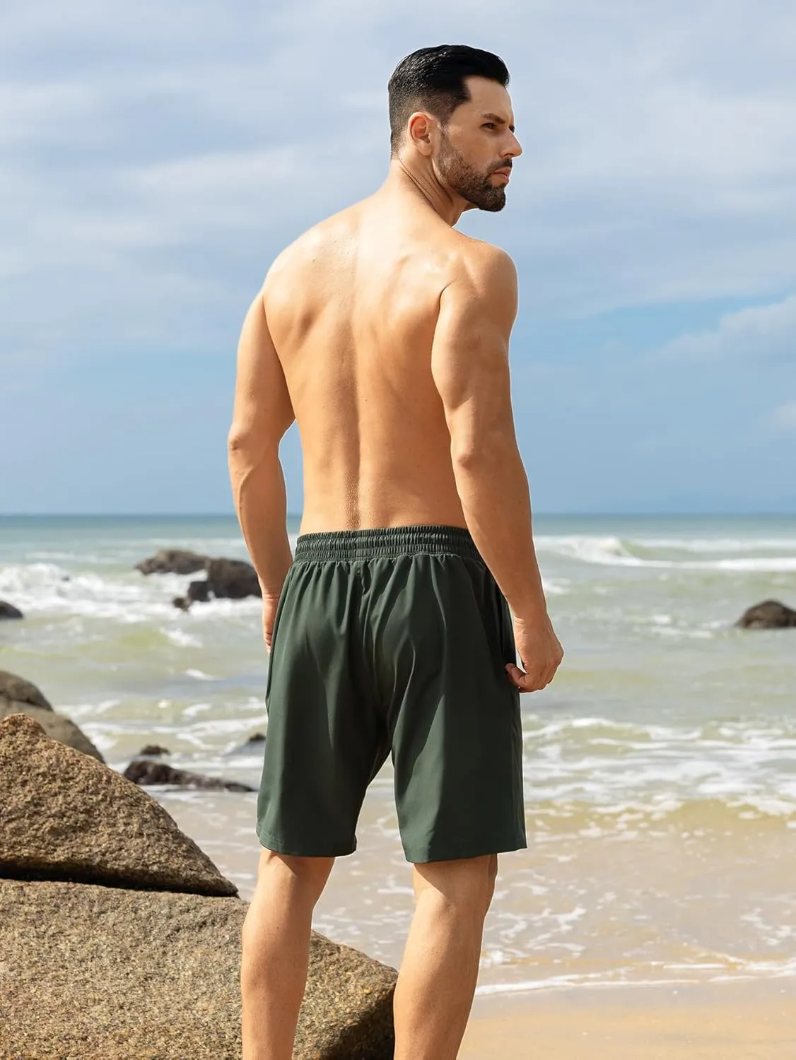 Angel season Men's 7" Quick Dry Swim Trunks with Compression Liner 2025 New Beach Board Shorts Bathing Suit with Pockets