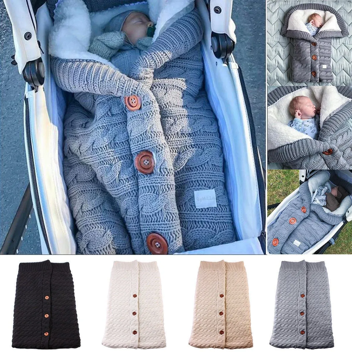Baby Swaddle Blanket - Knitted Wool Baby Wrap