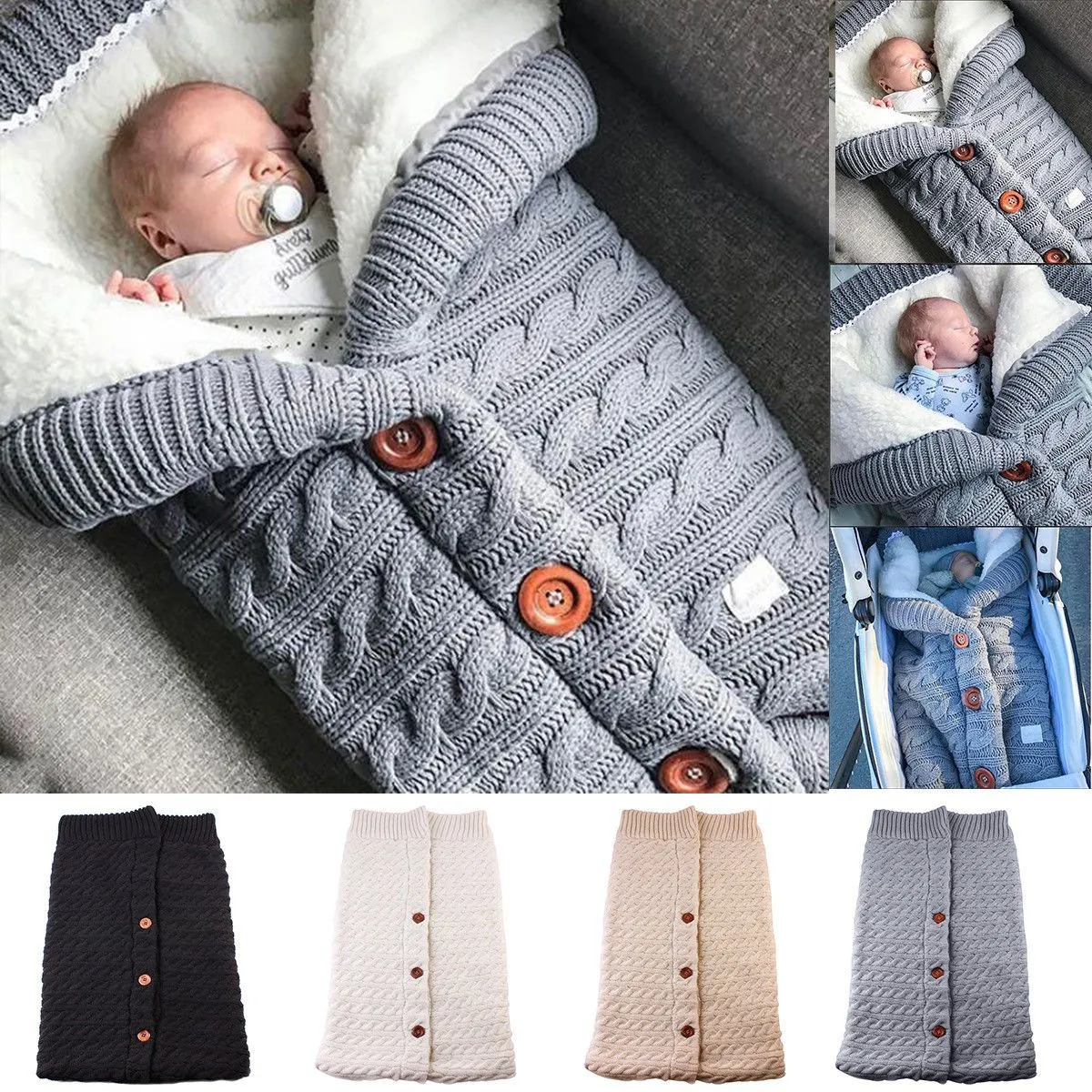 Baby Swaddle Blanket - Knitted Wool Baby Wrap