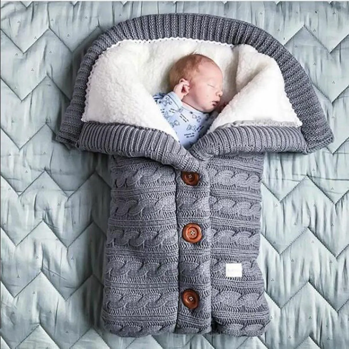 Baby Swaddle Blanket - Knitted Wool Baby Wrap