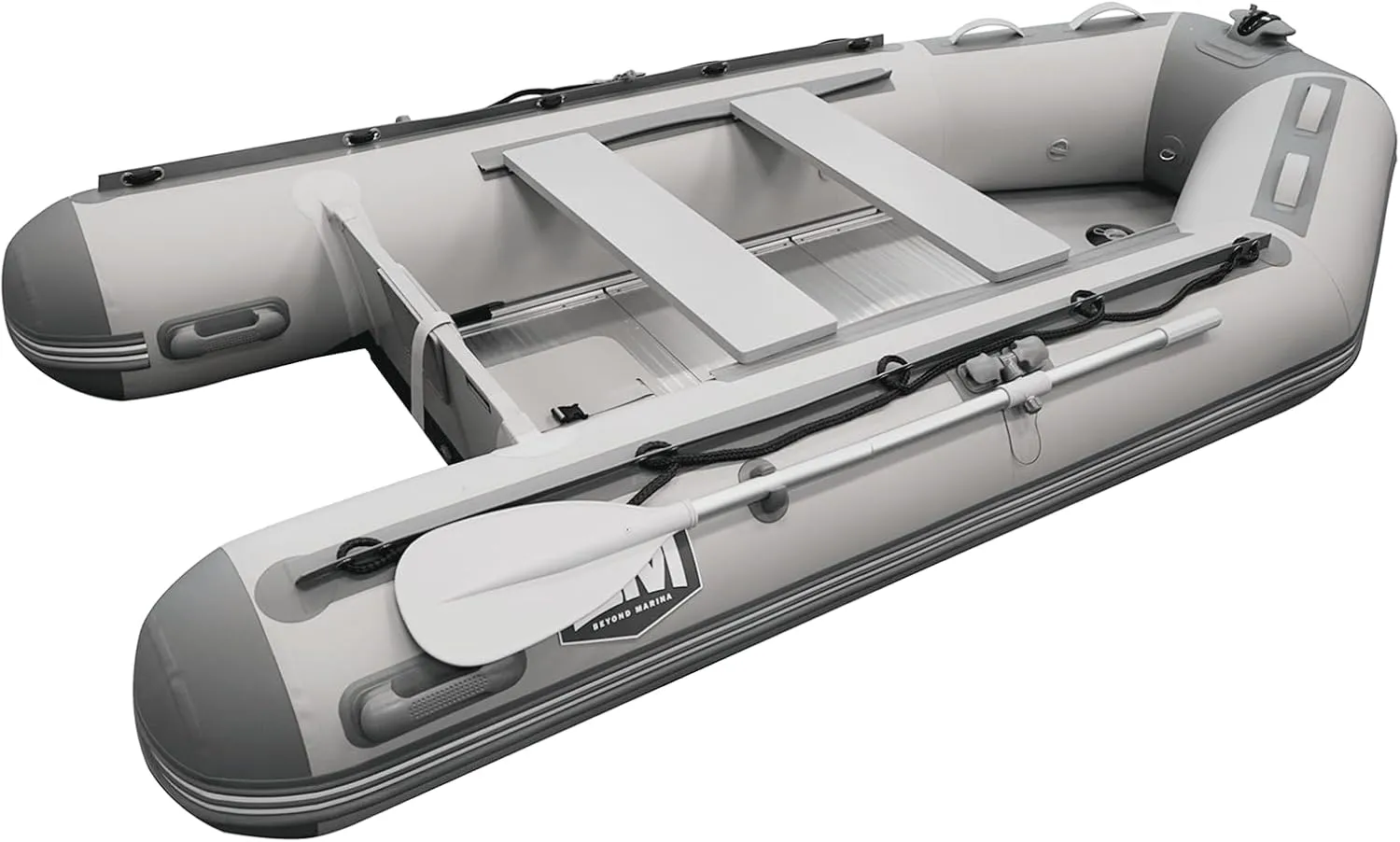 BEYOND MARINA 10.8ft Inflatable Dinghy - 5 Person Inflatable Boat for Adults 15 HP Heavy Duty Fishing Boat, Aluminum Floor, Aluminum Oars, USCG Approved