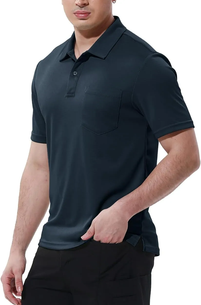 BGOWATU Men's Polo Shirts Short Sleeve Collared Golf Shirts Quick Dry Tennis Shirt Outdoor Sports Causal Shirts