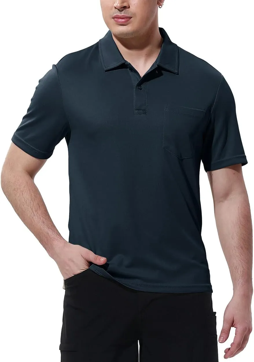BGOWATU Men's Polo Shirts Short Sleeve Collared Golf Shirts Quick Dry Tennis Shirt Outdoor Sports Causal Shirts