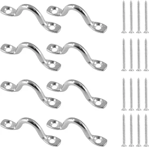 Bowkin 8Pcs M5 Pad Eye Straps Stainless Steel Kayak Deck Loops Tie Down with 16 Pcs Screws for Boat Kayak Deck Rigging Kit