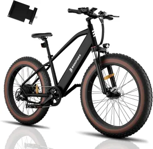 C26 Electric Bike for Adults, Ebike 1000W Peak, 60 Miles, 48V 15Ah Removable Battery, 7-Speed, 26''3" Fat Tire E-Bike, UL Certified