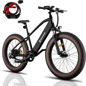 C26 Electric Bike for Adults, Ebike 1000W Peak, 60 Miles, 48V 15Ah Removable Battery, 7-Speed, 26''3" Fat Tire E-Bike, UL Certified