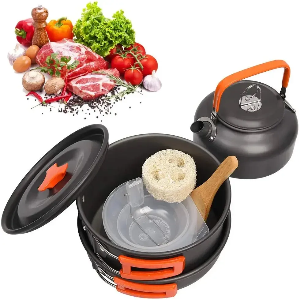 Camping Cookware Set Aluminum Nonstick for Hiking BBQ Picnic