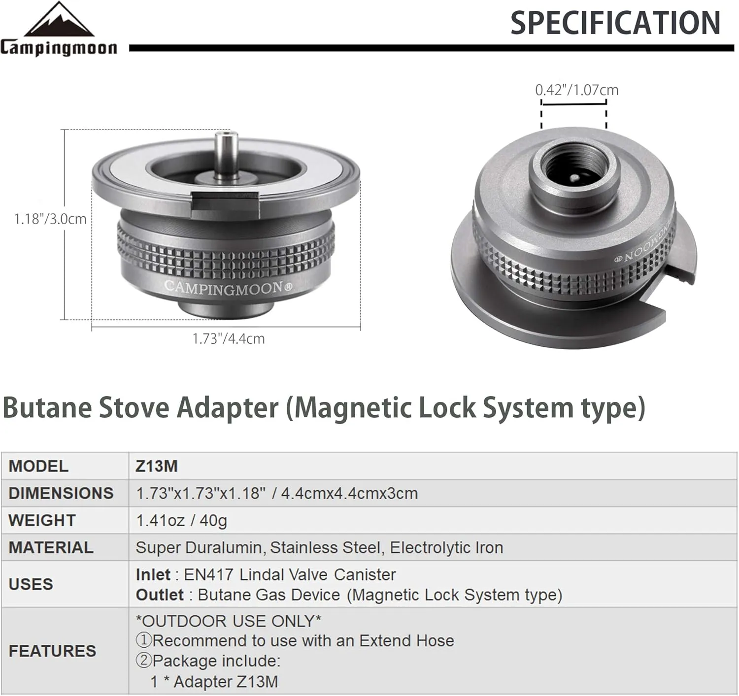 CampingMoon Gas Adapter Z13M