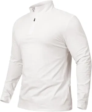 CARWORNIC Men's 1/4 Zip Pullover Long Sleeve Shirt Casual Slim Fit Stretch Cotton Mock Neck Work Golf Shirts