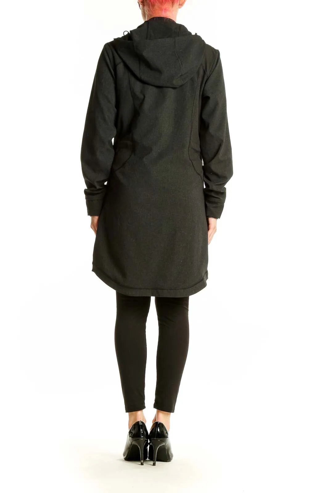 Dark Green Nylon Blend Hooded Parka
