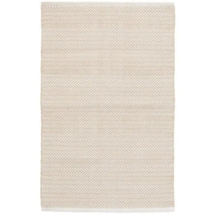 Dash & Albert Herringbone Linen/White Indoor/Outdoor Rug