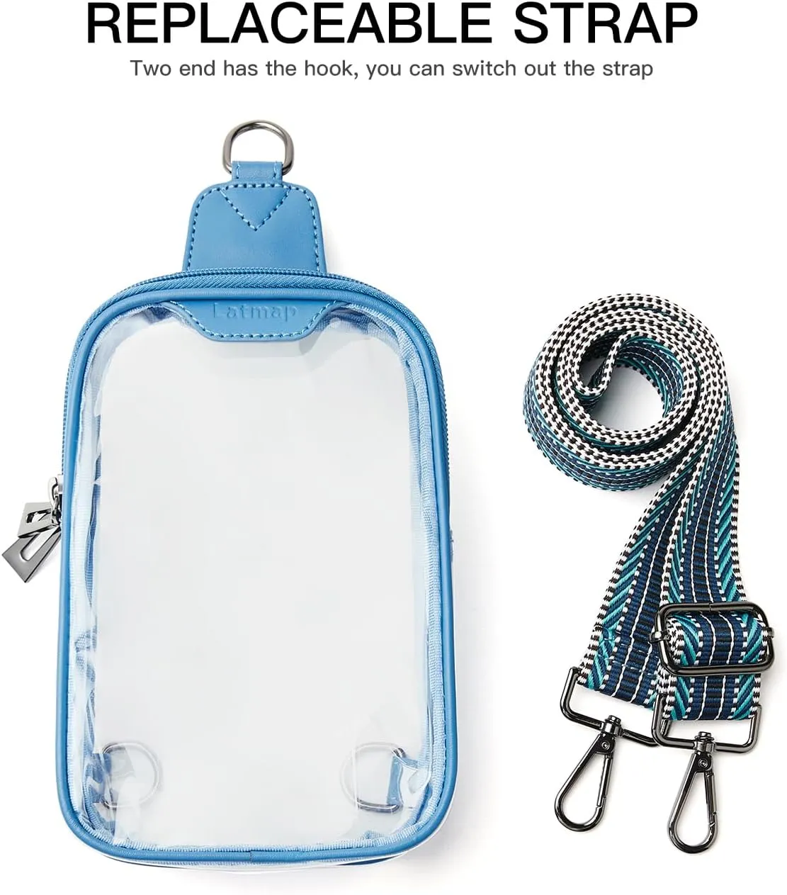DOUBLE ZIP Clear bags Stadium Approved Crossbody Sling Bag Fanny Pack Purses for Women Men Belt bag for Stadium Events