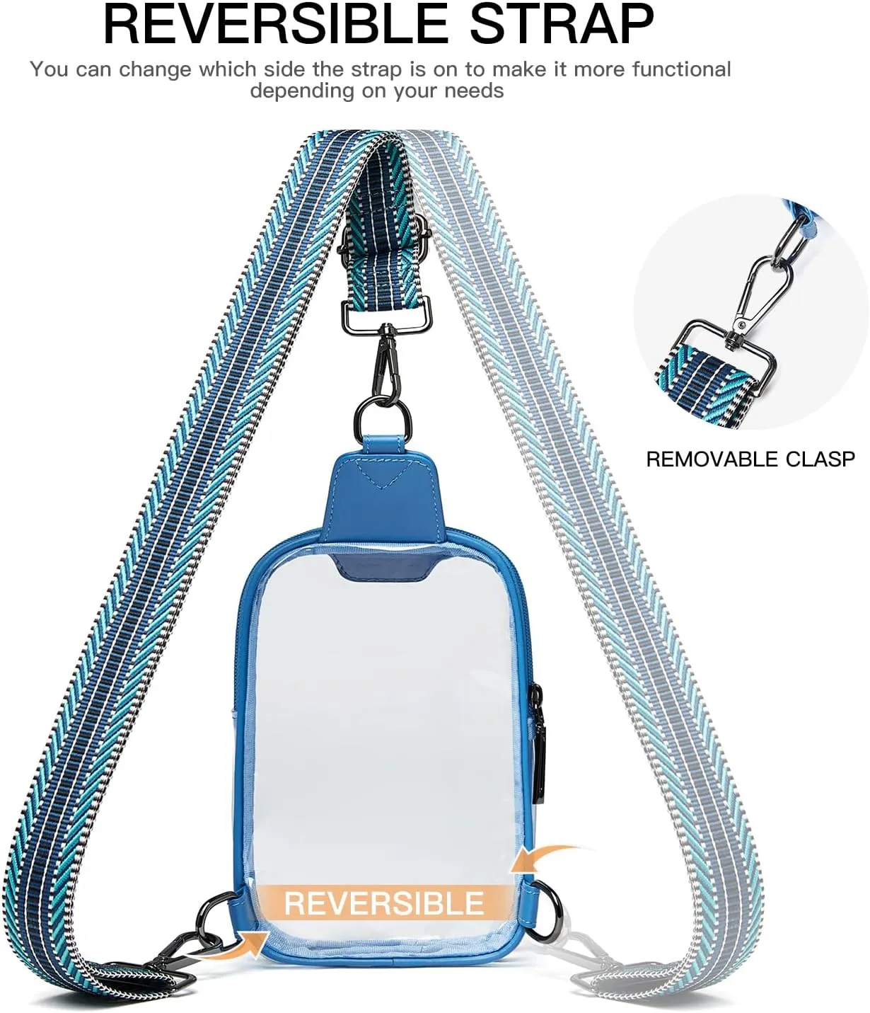 DOUBLE ZIP Clear bags Stadium Approved Crossbody Sling Bag Fanny Pack Purses for Women Men Belt bag for Stadium Events