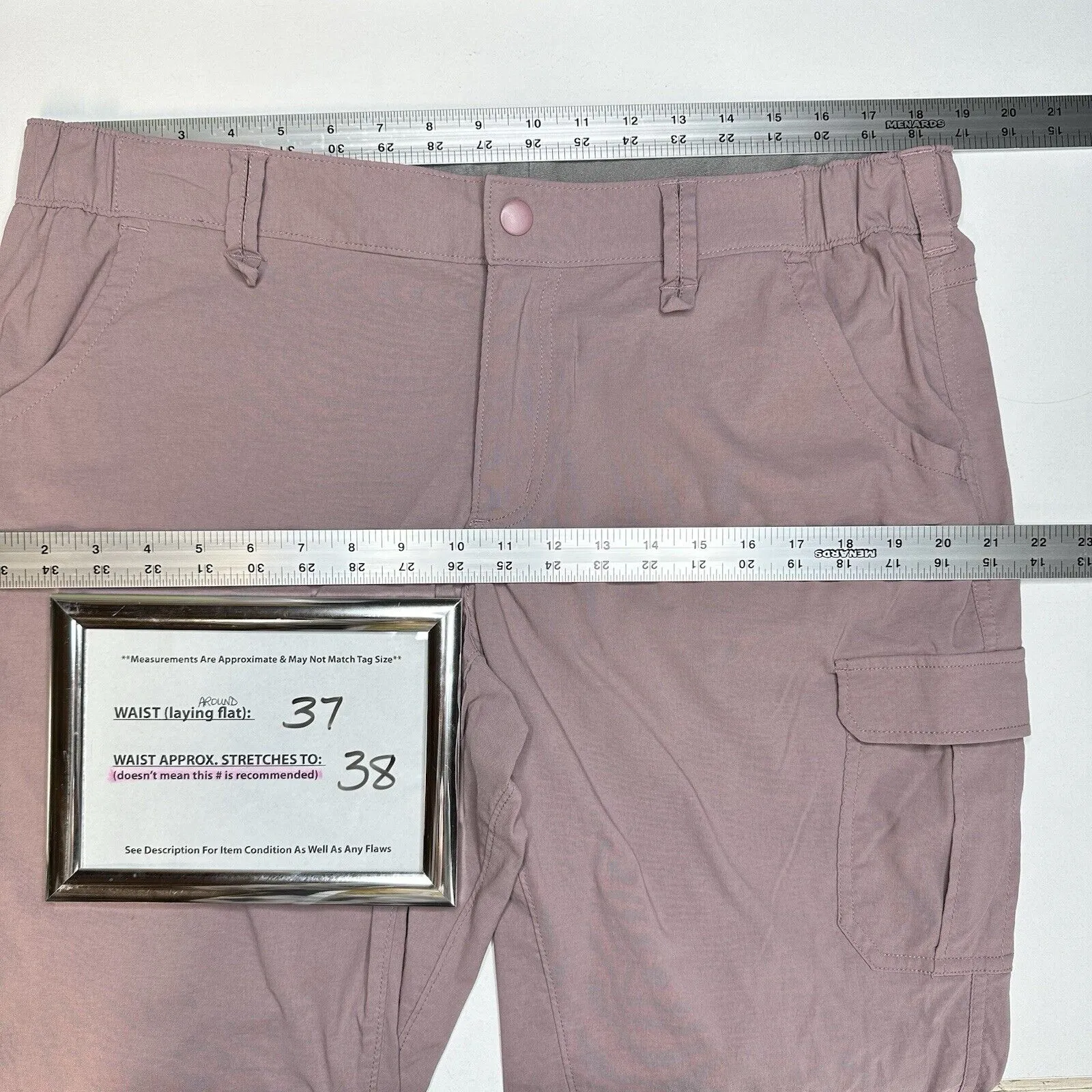 Duluth Trading Pants 16x33 Dry On The Fly Convertible Pink Hiking Roll Up *Flaw