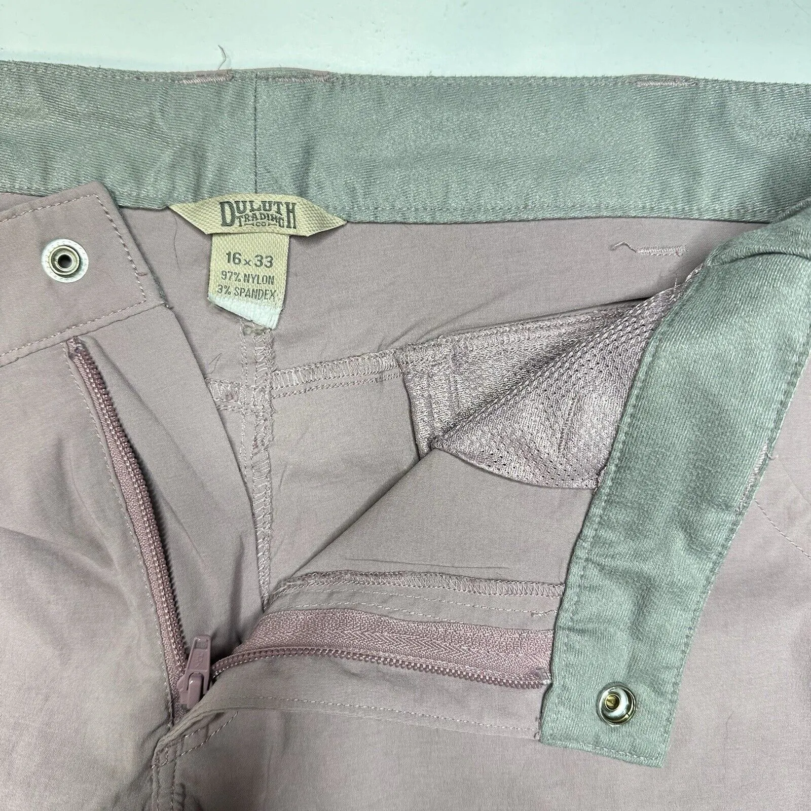 Duluth Trading Pants 16x33 Dry On The Fly Convertible Pink Hiking Roll Up *Flaw