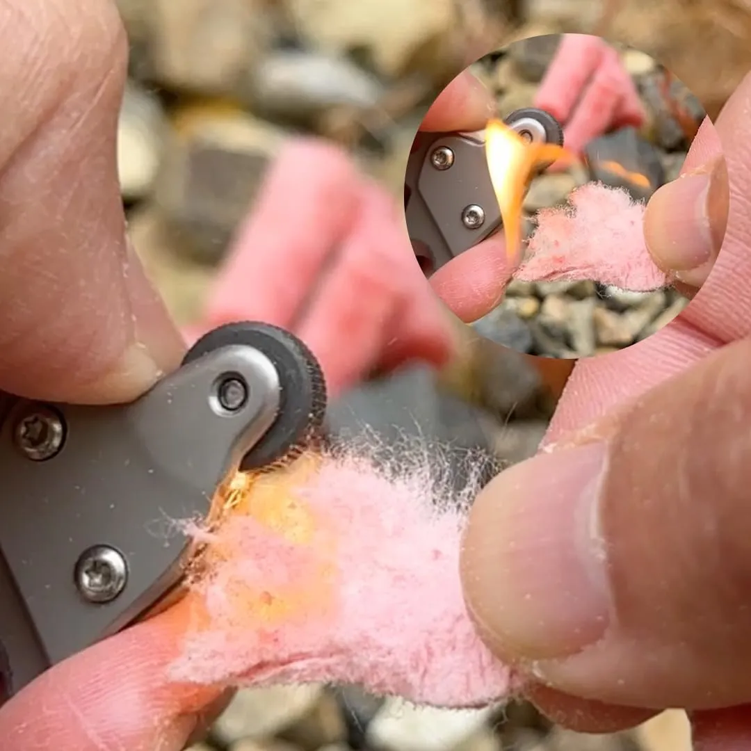 Flint Fire Starter Carabiner with Weatherproof Tinders