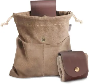 Foraging Pouch Leather Canvas Collapsible Bag Water Resistant Outdoor Camping Storage Folding Bag Mushroom Bags Bushcraft Belt Tinder Dump Pouches for Travel Camping Hiking Bag (Yellow)