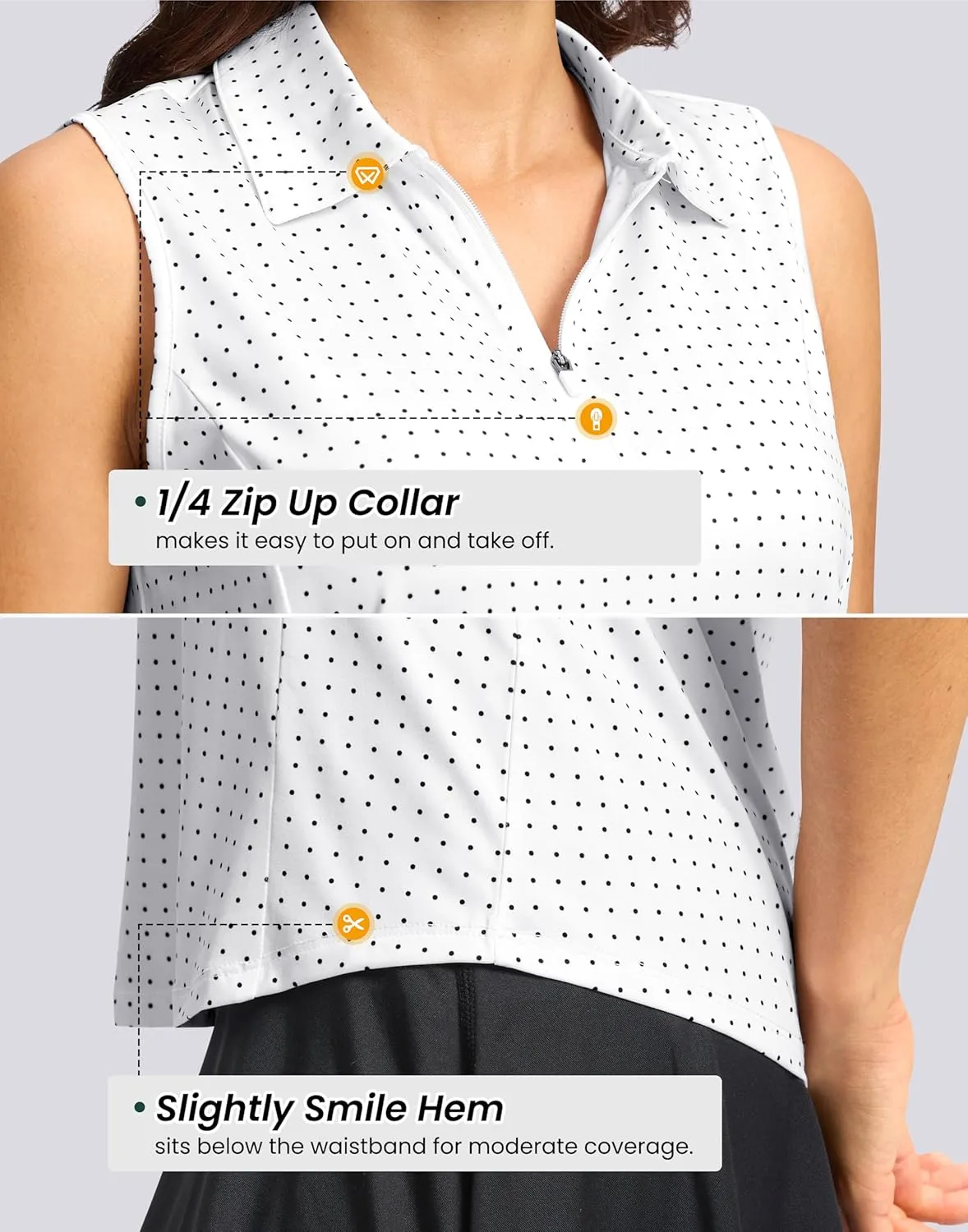 G Gradual Women's Golf Shirts Lightweight 1/4 Zip Collared Tank Top Sleeveless Polo Shirts for Tennis Pickleball Casual