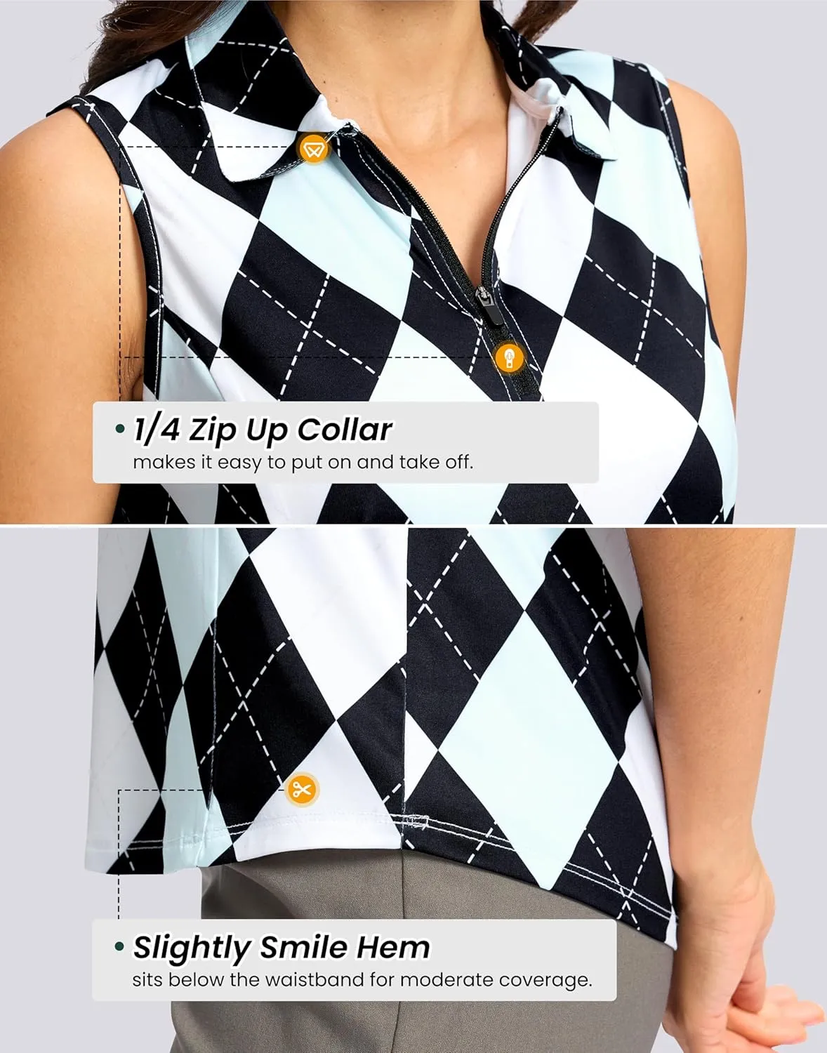 G Gradual Women's Golf Shirts Lightweight 1/4 Zip Collared Tank Top Sleeveless Polo Shirts for Tennis Pickleball Casual