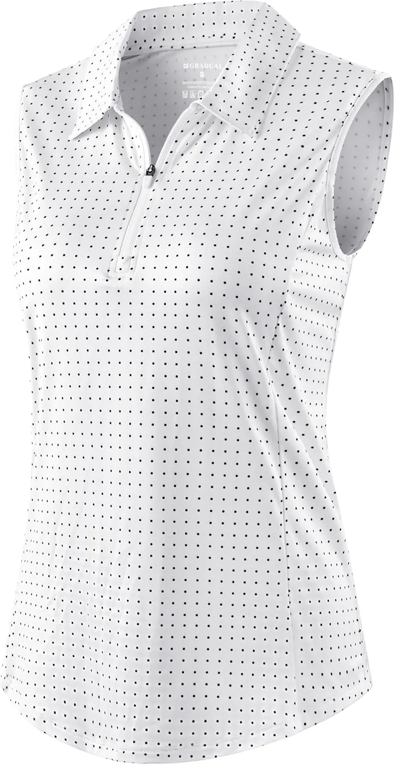 G Gradual Women's Golf Shirts Lightweight 1/4 Zip Collared Tank Top Sleeveless Polo Shirts for Tennis Pickleball Casual