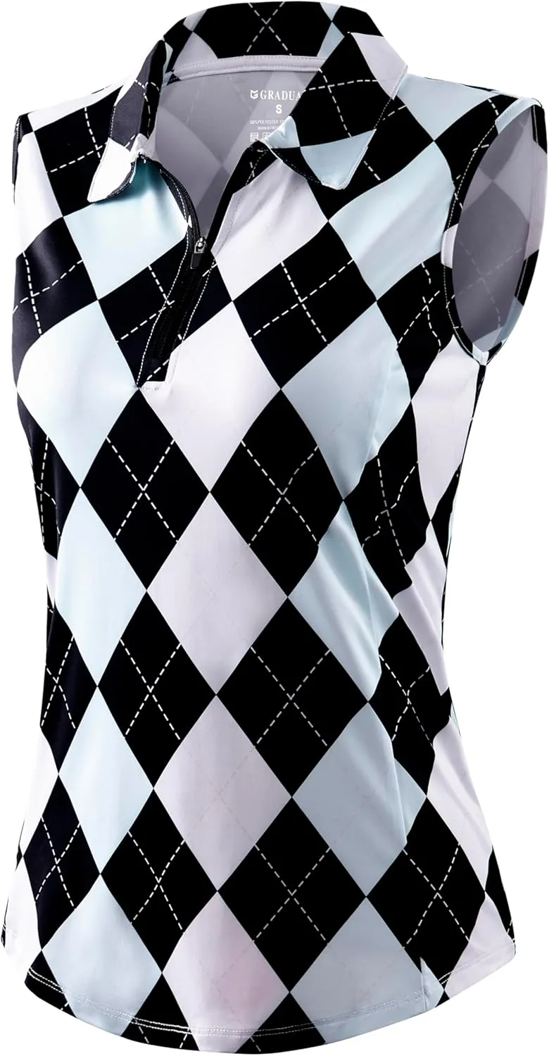 G Gradual Women's Golf Shirts Lightweight 1/4 Zip Collared Tank Top Sleeveless Polo Shirts for Tennis Pickleball Casual