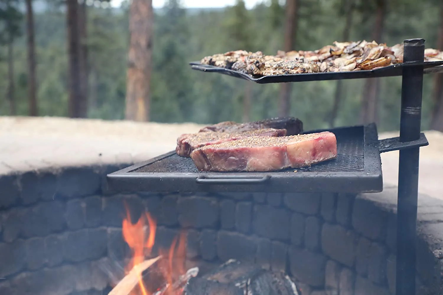Gamemaker Open Fire Cooking Grill & Skillet Combo | Portable Camping Cooking Grill for Cooking on Firepits, Outdoor Fire Rings, Open Flame Cooking & Campfires