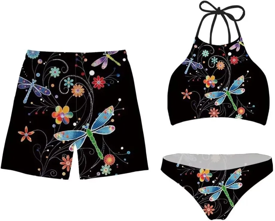KEIAHUAN Couples Matching Swimsuit Summer Swimwear Women 2 Piece Bikini Set Men Trunk