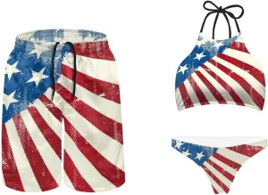 KEIAHUAN Couples Matching Swimsuit Summer Swimwear Women 2 Piece Bikini Set Men Trunk