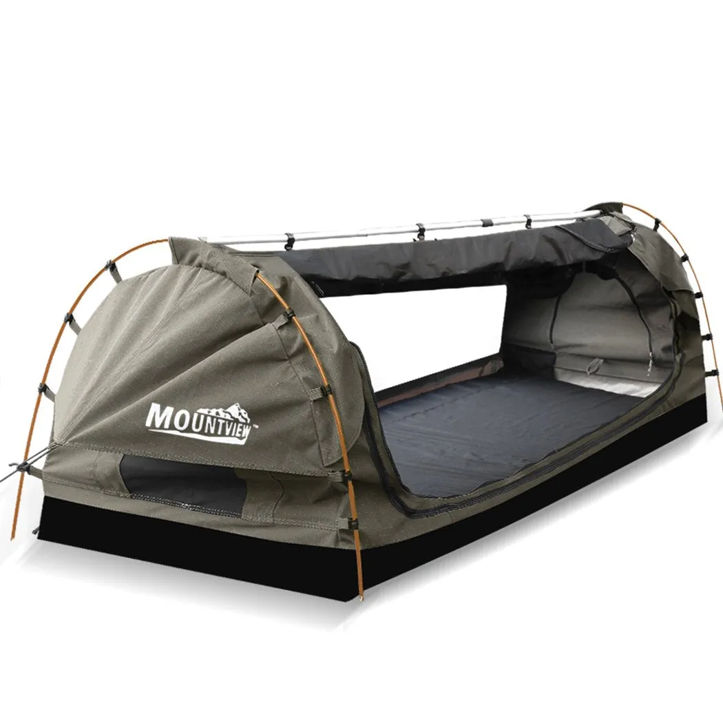 King Single Swag Camping Swags Canvas Dome Tent Free Standing Grey