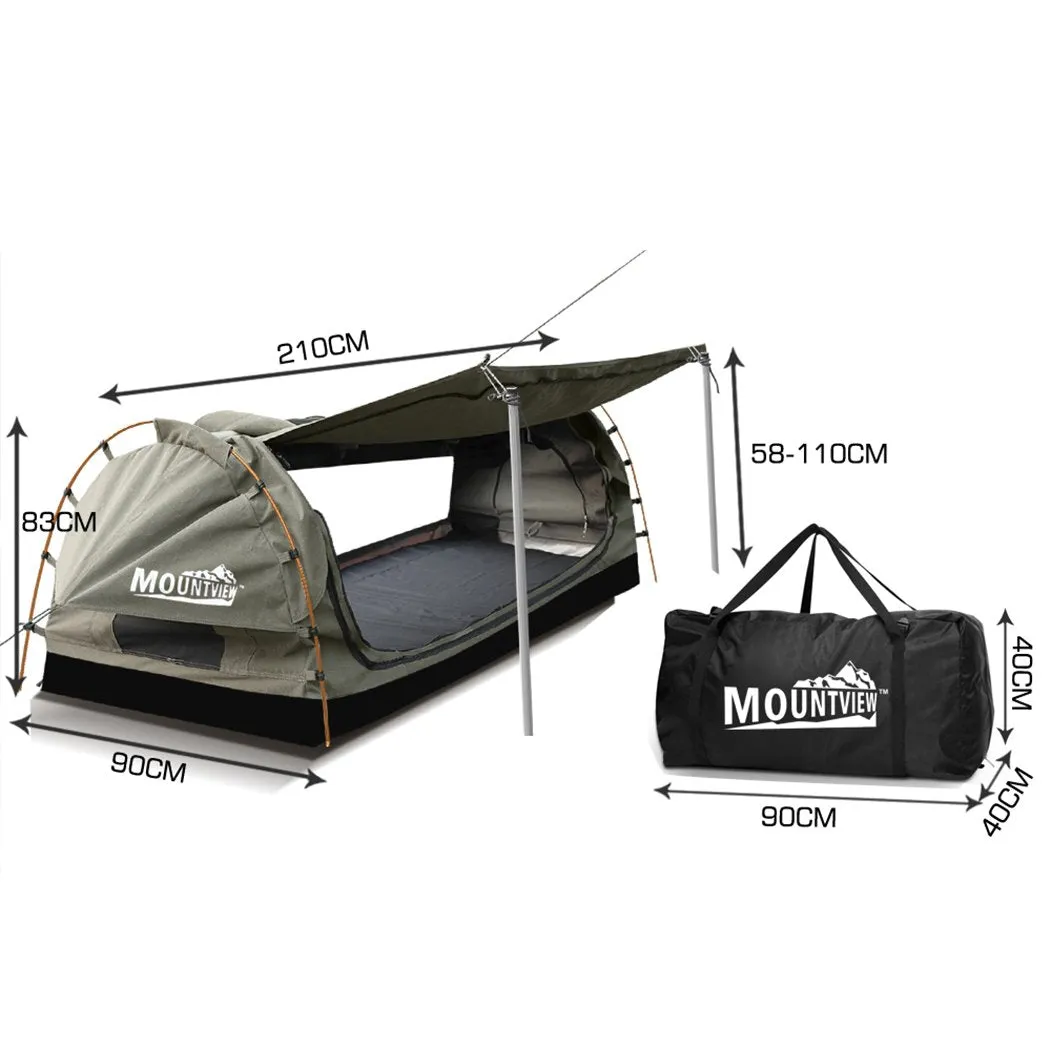 King Single Swag Camping Swags Canvas Dome Tent Free Standing Grey
