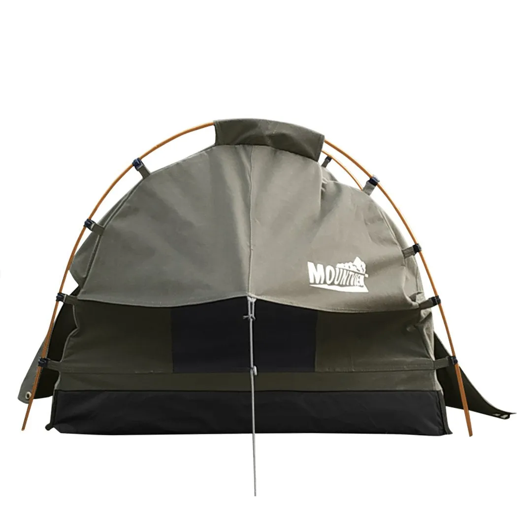 King Single Swag Camping Swags Canvas Dome Tent Free Standing Grey