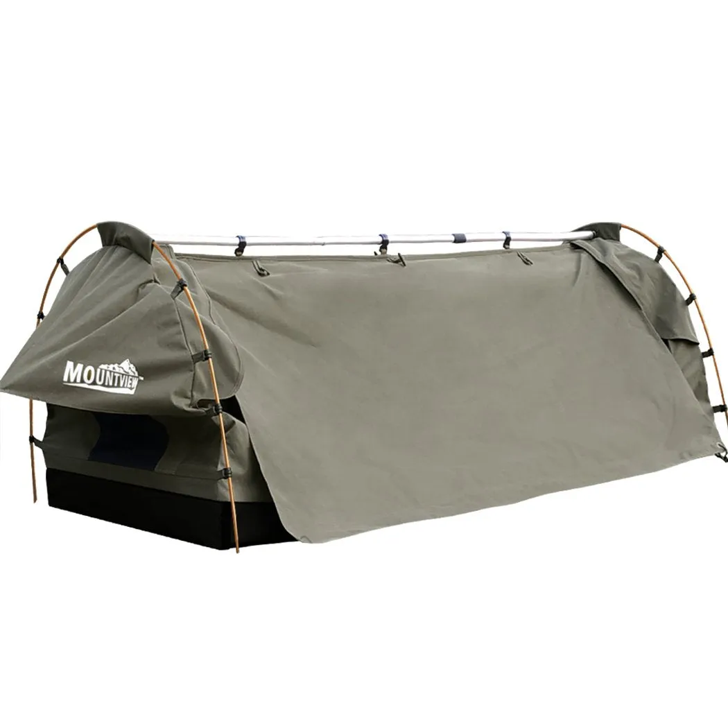 King Single Swag Camping Swags Canvas Dome Tent Free Standing Grey