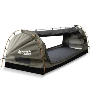 King Single Swag Camping Swags Canvas Dome Tent Free Standing Grey