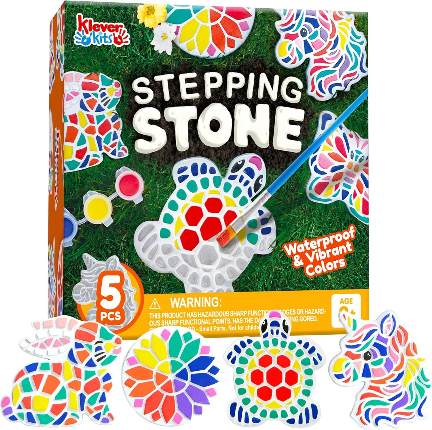 Klever Kits Stepping Stones Painting Kit for Kids - Paint 5 Garden Stones, Ceramic Garden Decor, Unicorn Craft Kits for Boys, Gifts for Boy, Girl Age 8  Year Old - Summer Gift