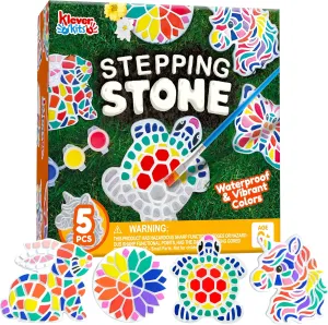 Klever Kits Stepping Stones Painting Kit for Kids - Paint 5 Garden Stones, Ceramic Garden Decor, Unicorn Craft Kits for Boys, Gifts for Boy, Girl Age 8  Year Old - Summer Gift