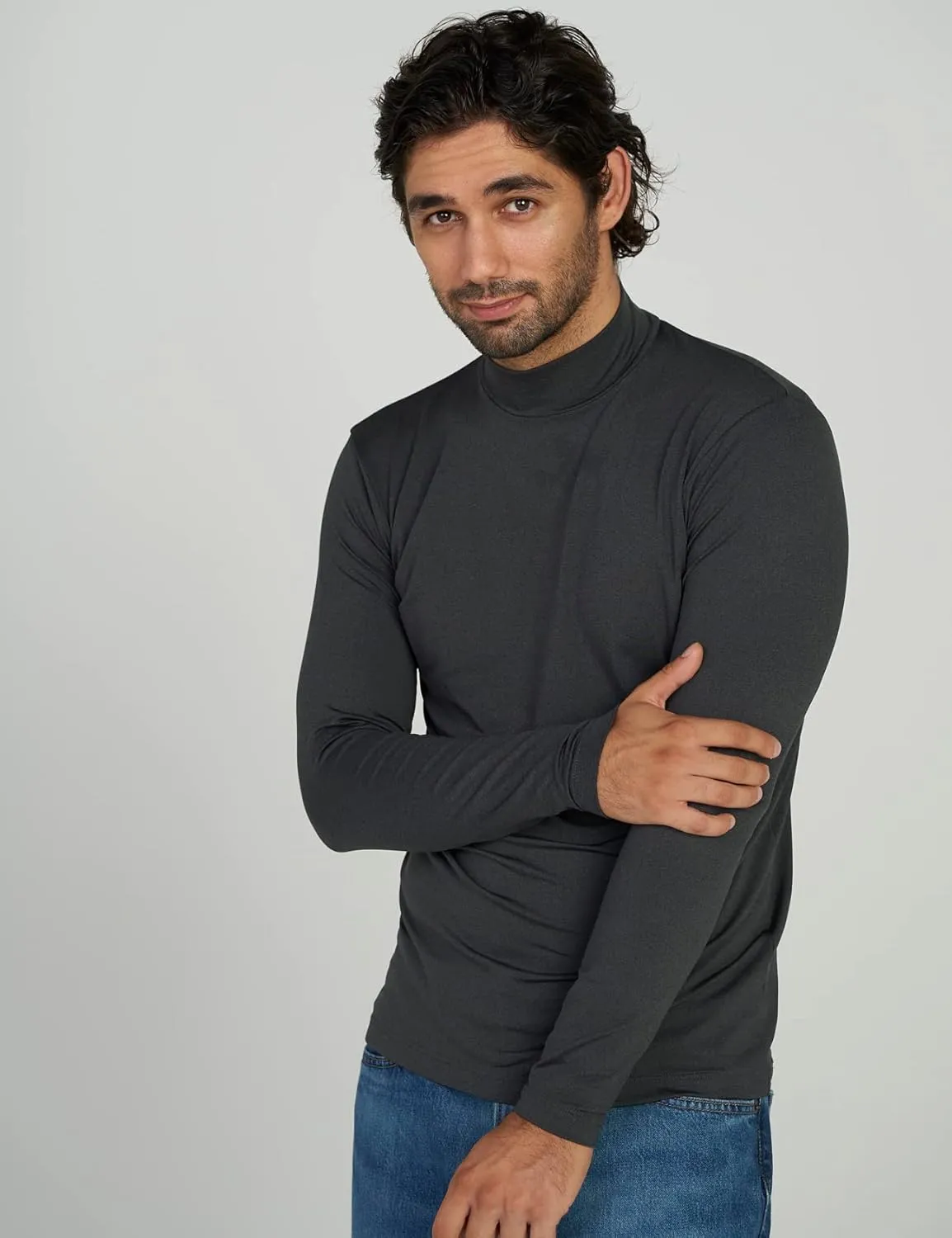 LAPASA Mens Thermal Underwear Top Fleece Mock Neck Long Sleeve Shirt Base Layer Undershirt Lightweight Midweight M102/M123