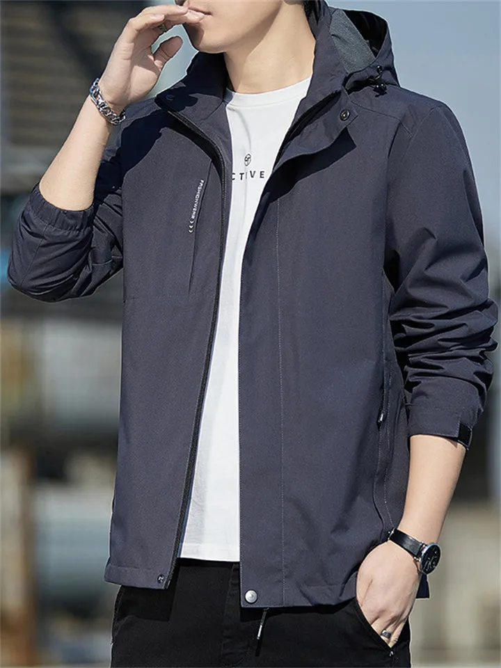 Leisure Windproof Men's Zipper Hooded Jackets