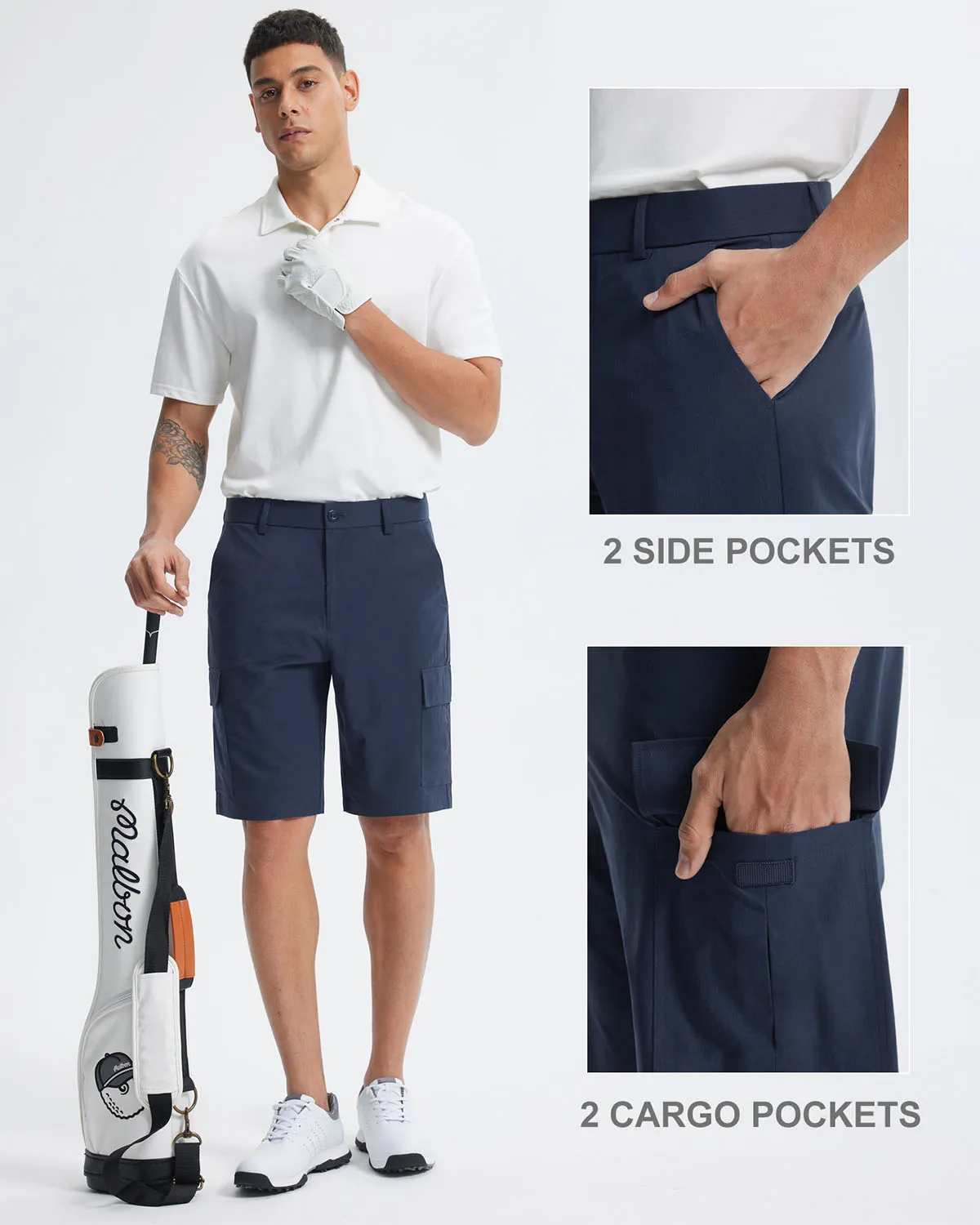 Libin Men's Stretch Multiply Pockets Casual Shorts 10"