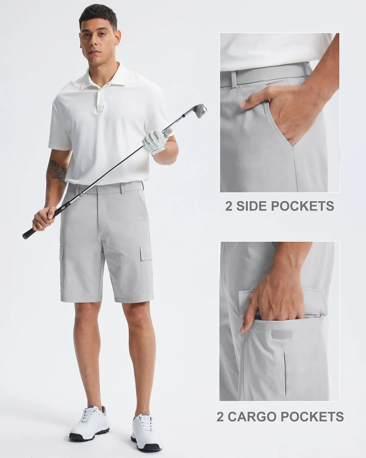 Libin Men's Stretch Multiply Pockets Casual Shorts 10"