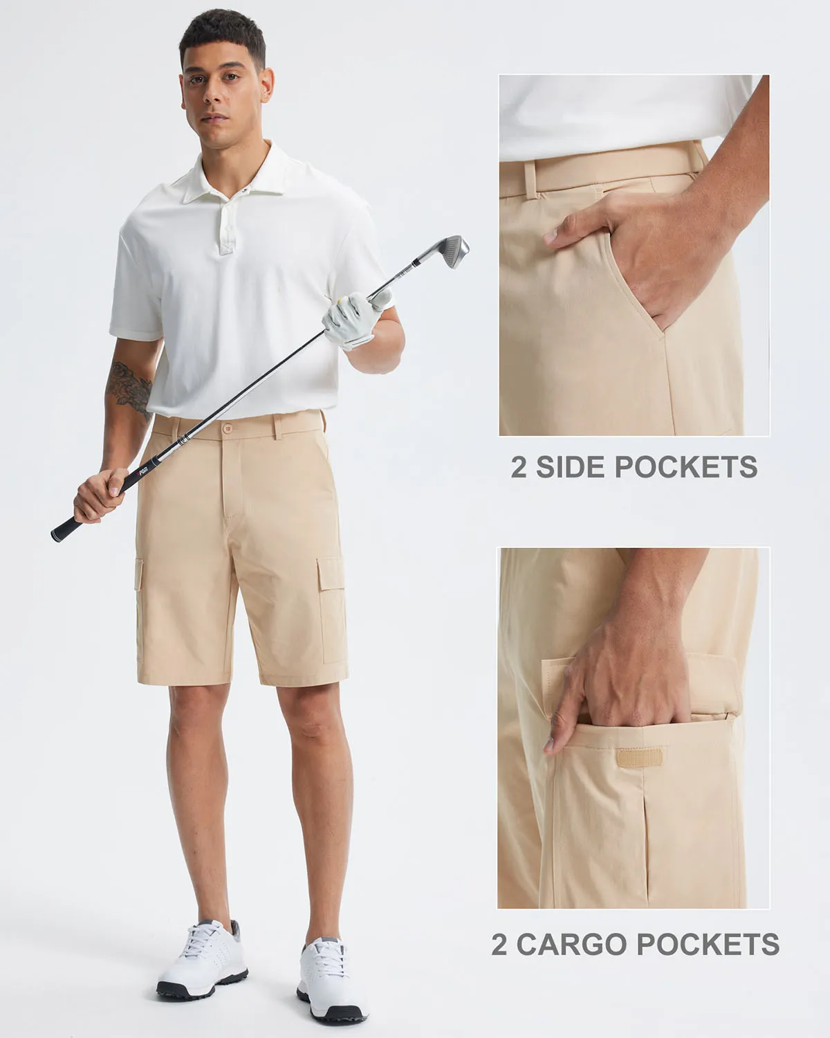 Libin Men's Stretch Multiply Pockets Casual Shorts 10"