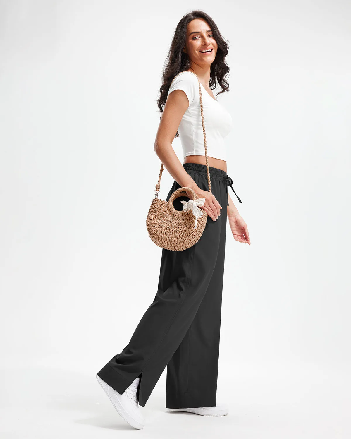 Libin Women's 27" High Waist Loose Casual  Wide Leg Pants